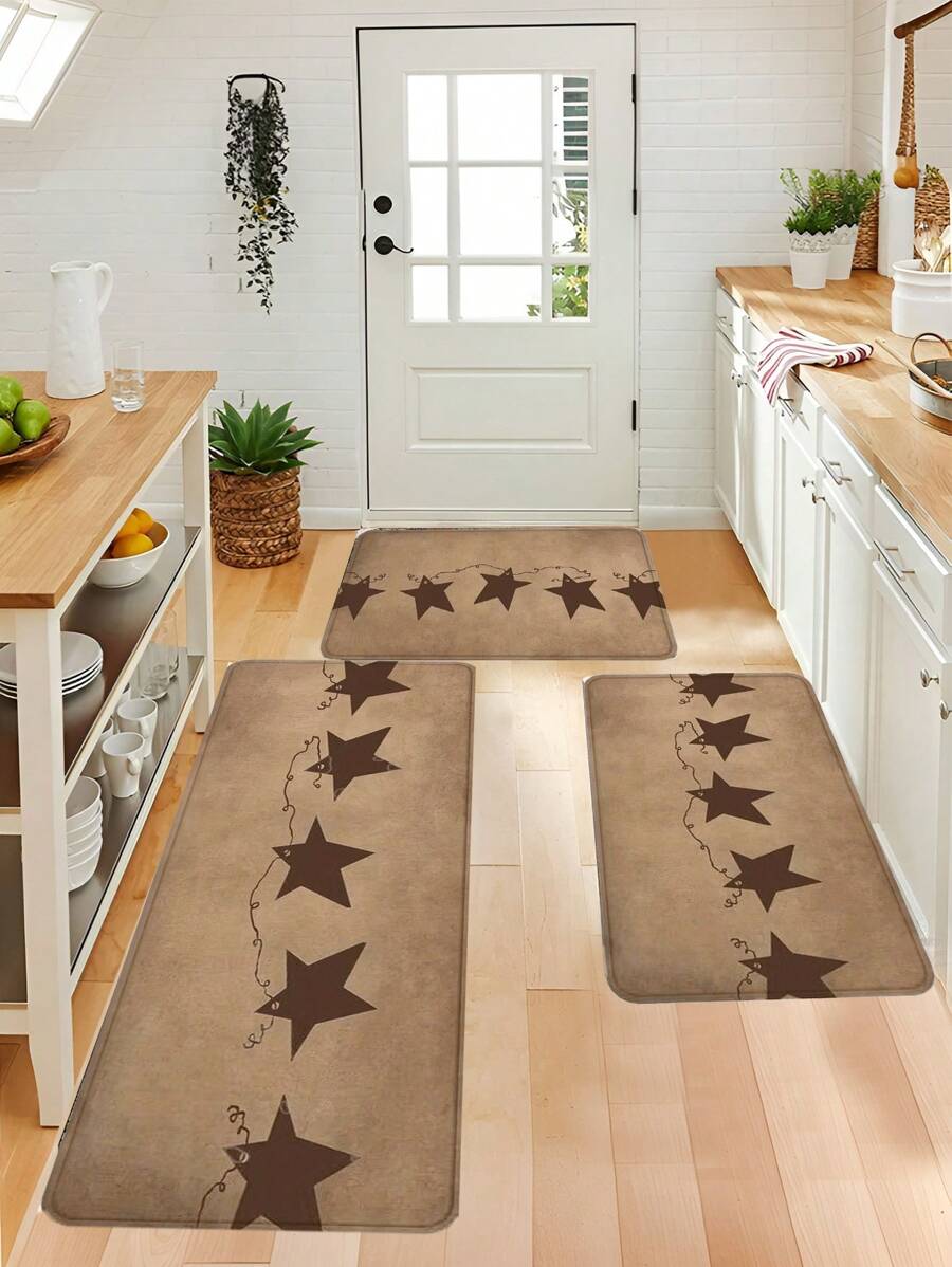 Farmhouse Kitchen Mat, Vintage Primitive Country Texan Star Design Doormat, Washable Kitchen Carpet And Rug, Area Runner Rug, Doormat, Small Rug, Welcome Mat, Carpet, Rug, Outdoor Doormat, Kitchen Rug, Home Decor, Entry Mat, Area Small Rug, Outdoor Mat, Home Decor, Area Rug, Garden Rug, Washable Carpet