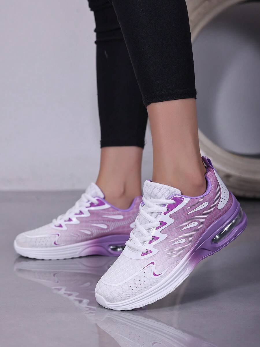1 Par de Zapatillas Deportivas de Moda con Degradado de Color, Anti-Deslizantes, Resistentes al Desgaste, con Amortiguación de Aire Suave y Cómoda, Adecuadas para Mujeres en Deportes Casuales al Aire Libre