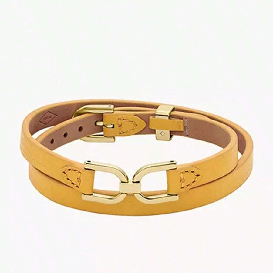 Fossil Fossil Lemon Yellow Leather Strap Bracelet Stainless Steel Buckle Heritage D-Link Casual Fashion Bracelet Suitable For Women, Daily Gift JF04439710