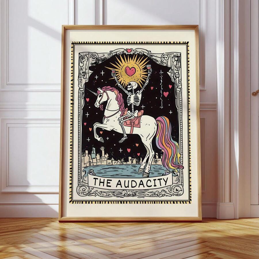 1 Stück Kristall Göttin Tarot Wandkunst Schädel minimalistisches Poster mit Hexenermächtigungssymbol, Gothic Frauenkraft Dekoration für dunkles Studentenwohnheim, Göttlich Feminine Geschenk und mystische Wanddekoration (Gothic Muster Malerei)