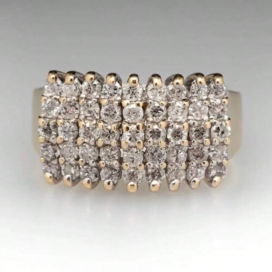 Luxury Sparkling Women's Engagement Ring, 14K Gold Plated Synthetic Zirconia Stones - Suitable For Brides, Wedding Rings, Romantic Anniversary Gifts, Engagement Jewelry, Birthday Present