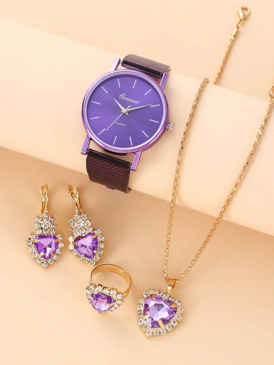 2pcs Mesh Band Quartz Couple Watches Set, Ladies Geneva Wrist Watches