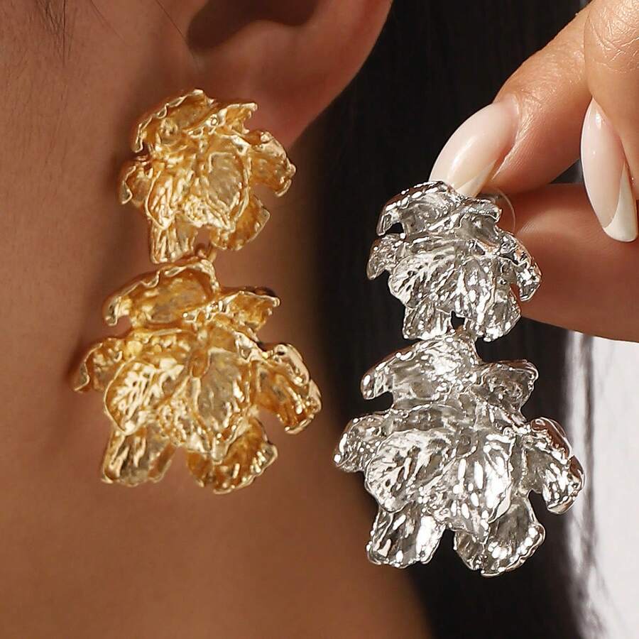 Mydear 1 Paar metallic Blumen Ohrringe zum Baumeln, geeignet für den täglichen Gebrauch von Frauen