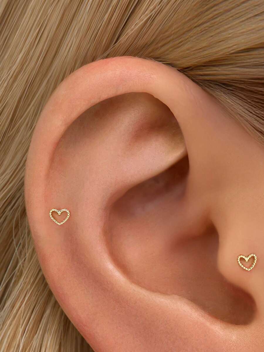 1 paio di orecchini a cuore cavo in argento sterling 925, caratterizzati da un design elegante e minimalista, ipoallergenici e adatti all'uso quotidiano da parte di donne e ragazze