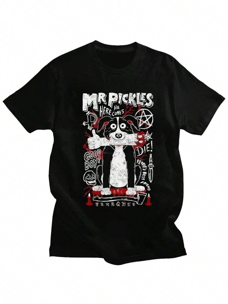 2025Cartoon Mr Pickles T Shirt Women Soft Collie Dog T-Shirt O-Neck Short Sleeved Funny Tv Adult Adultswim Mature Dog Evil Satan
