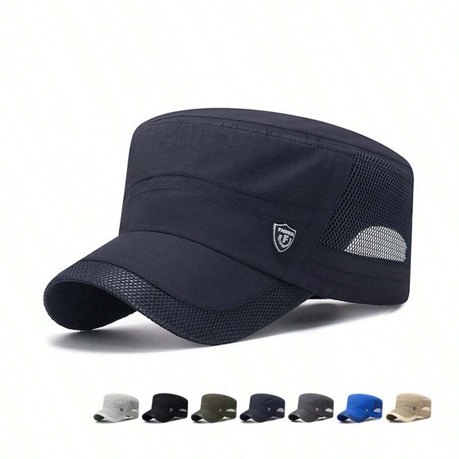 Herren schnell trocknende Mesh Flachkappenmütze, leichte atmungsaktive Sonnenschutzkappe, Unisex Outdoor Baseballkappe für Frühling und Sommer