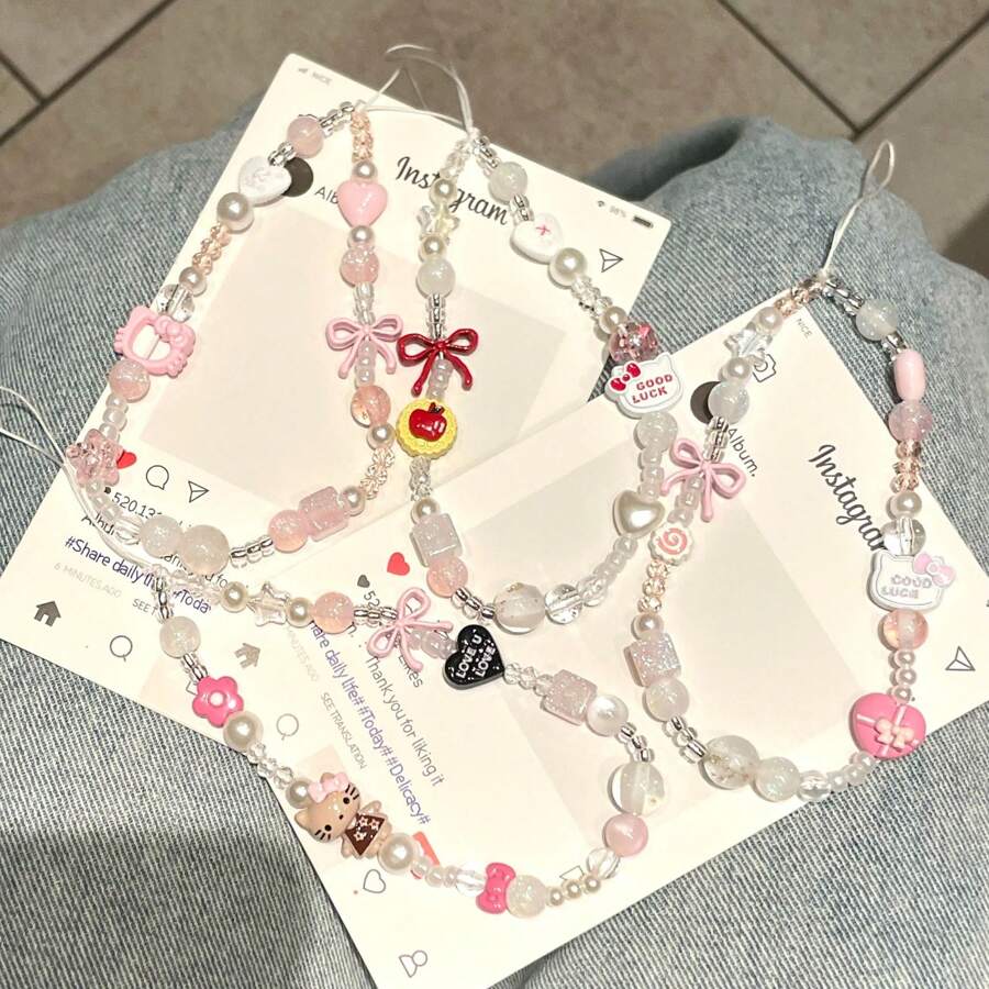 1 pieza Estilo aleatorio Accesorio de teléfono con colgante de Hello Kitty Kawaii de Sanrio, lindo encanto compatible con gato Kitty para decorar joyas (algunas partes pueden ser aleatorias)