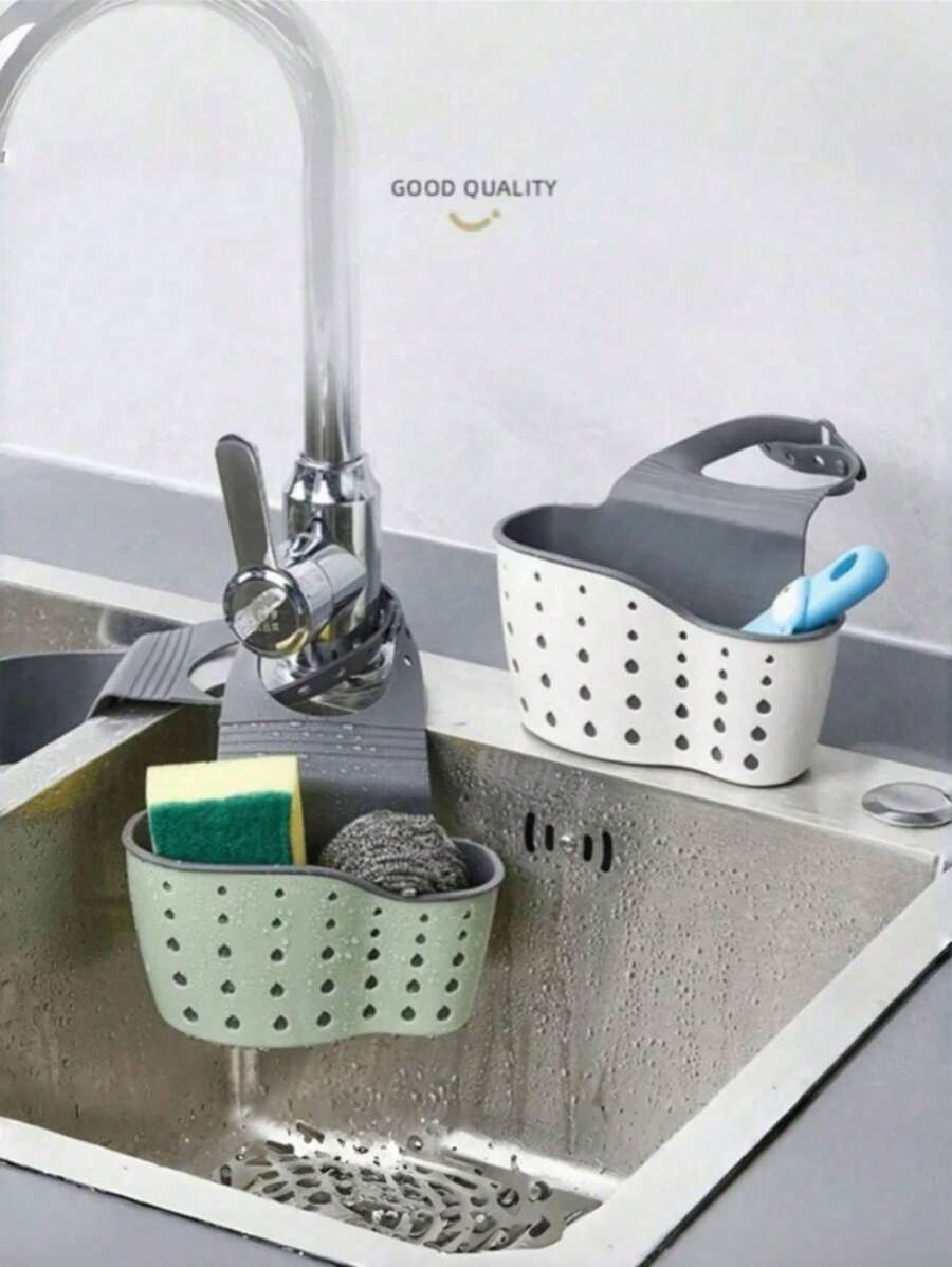 1pc Kitchen Organizer, Adjustable Snap Sink Sponge Holder, Kitchen Hanging Drain Basket, Kitchen Gadget