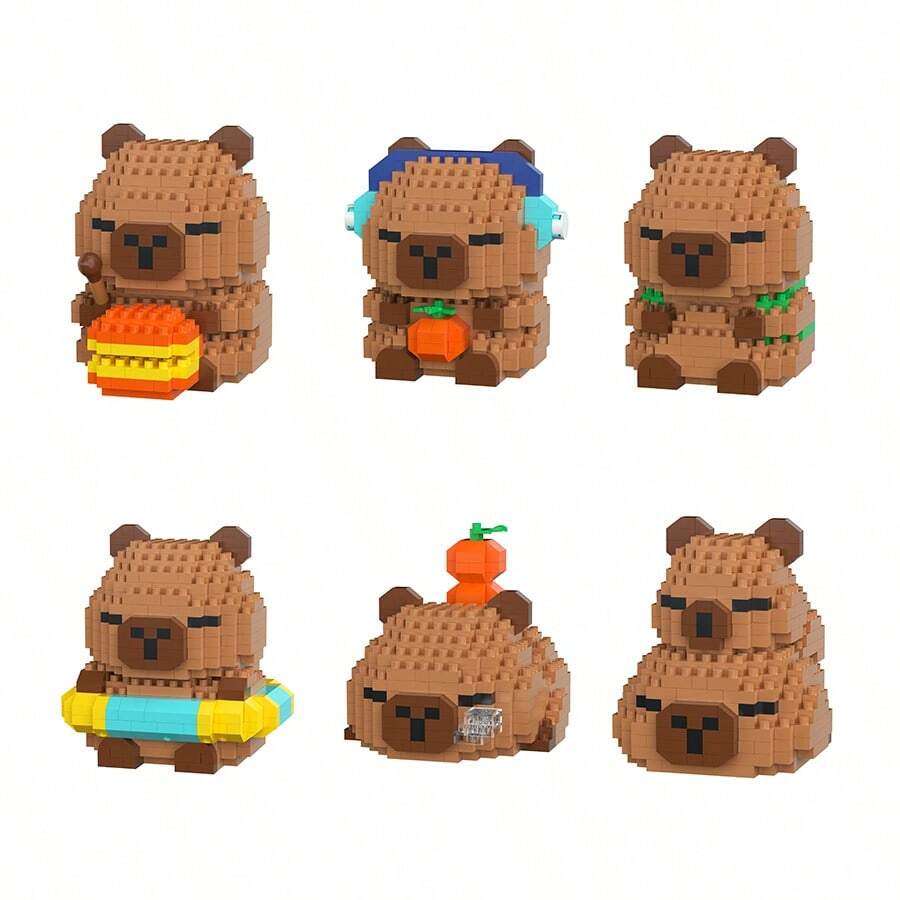1 Set de talla grande de 400 piezas de bloques de construcción con diseños lindos de Capibara para adultos, serie de animales DIY, regalo para cumpleaños/Día del Padre/boda, decoración de escritorio, alivio de presión y estrés, exhibición en el hogar/oficina