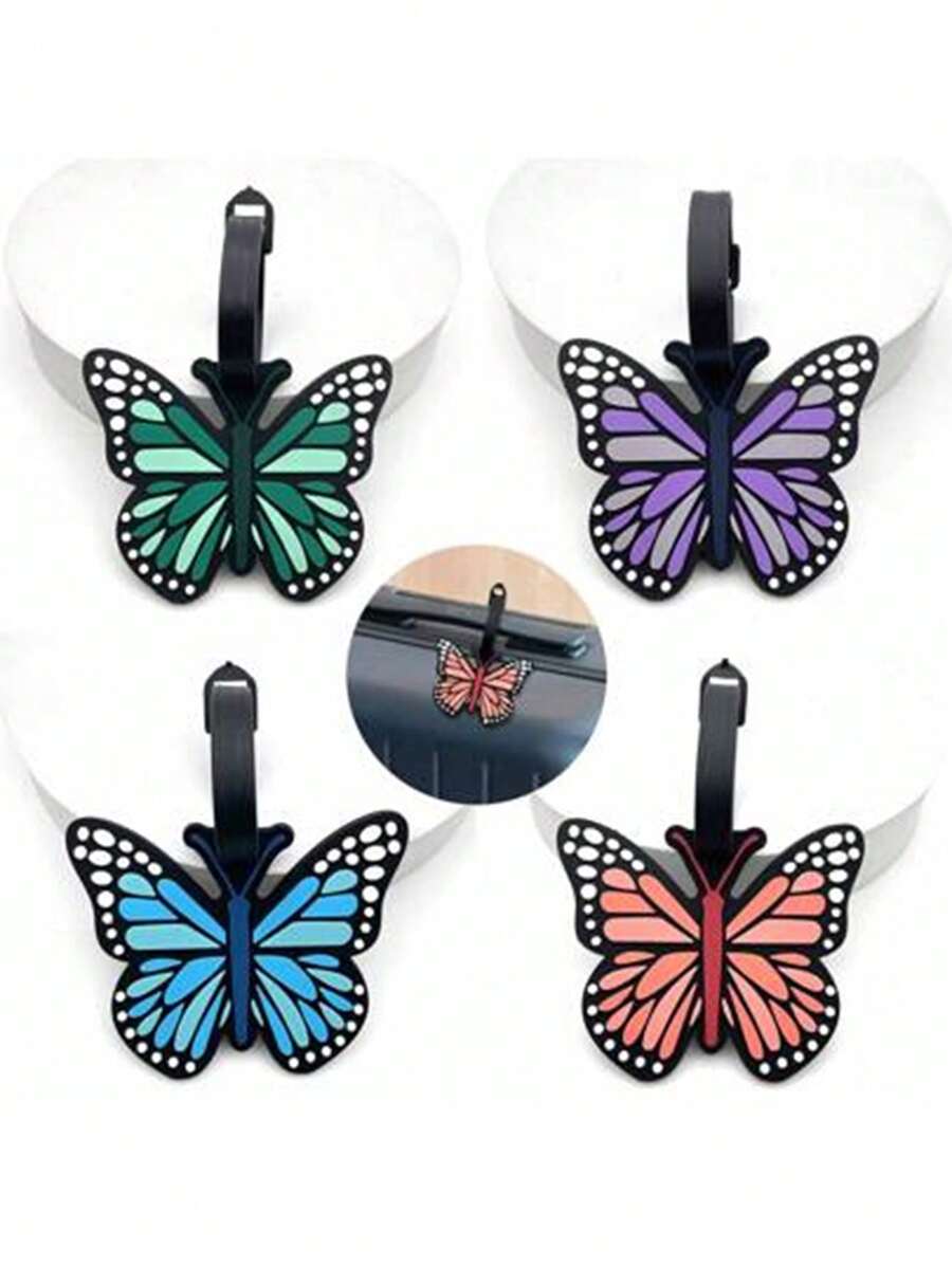 1pc Butterfly Luggage Tag, Travel Accessory, Silicone Fashion Handbag Label, Suitable For Outdoor Travel Carrying