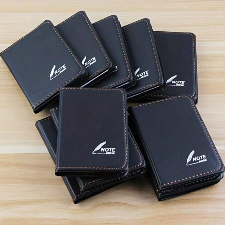 3pcs Pocket Notebooks - 58 Pages Mini Notepad Handbook, Written In English, Faux Leather Cover With Embossed Details