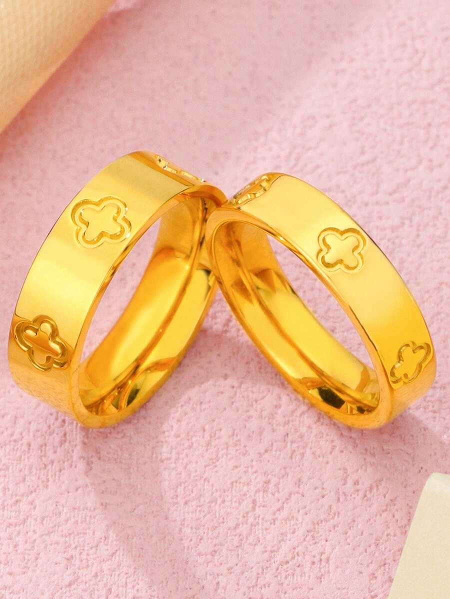1 peça 4/6 mm de largura trevo da sorte sem desbotamento anéis de casal moda feminina aniversário noivado anel de aço inoxidável joia