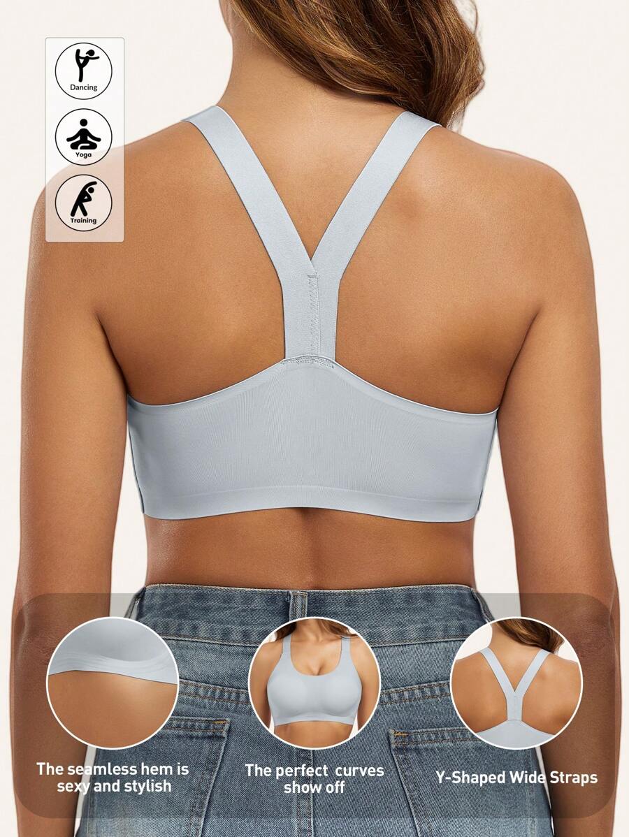 Women's Sexy & Fashionable Wide Strap Comfortable Bra, Wire-Free One-Piece Removable Padded Sports Bra