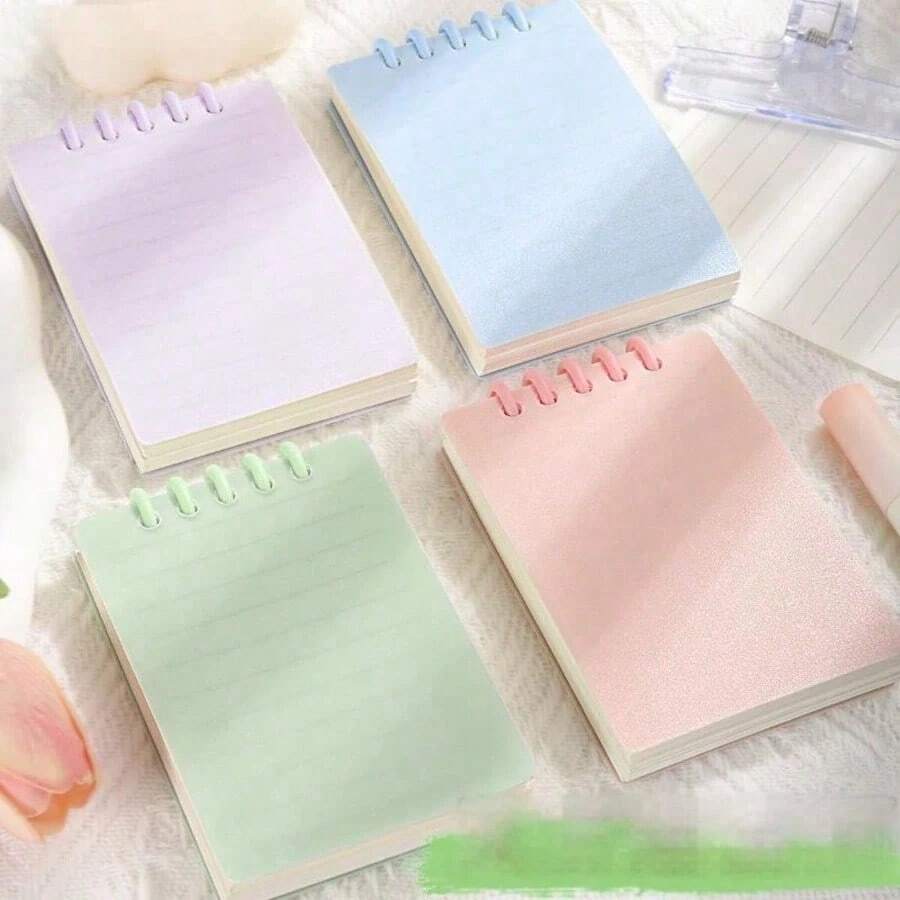 4PCS Transparent PP Cover Notebook, 160 Pages Of A7 Line Spiral Notebooks, Coil Notebook,Made With High-Quality Acid-Free Paper, Suitable For Bullet Journaling, Sketching, Double Wire Binding, And Ideal For Students And Office Supplies,Back To School Supplies