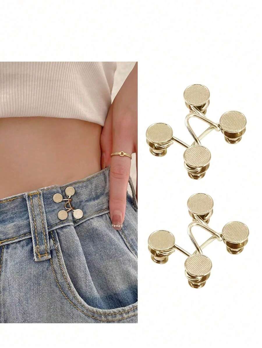 Adjustable Denim Jeans Button, Detachable Waistband Buckle, Non-Reusable, Suitable For Loose Fit Jeans, Waistband Buckle, Helps Wearers Better Show Their Figure