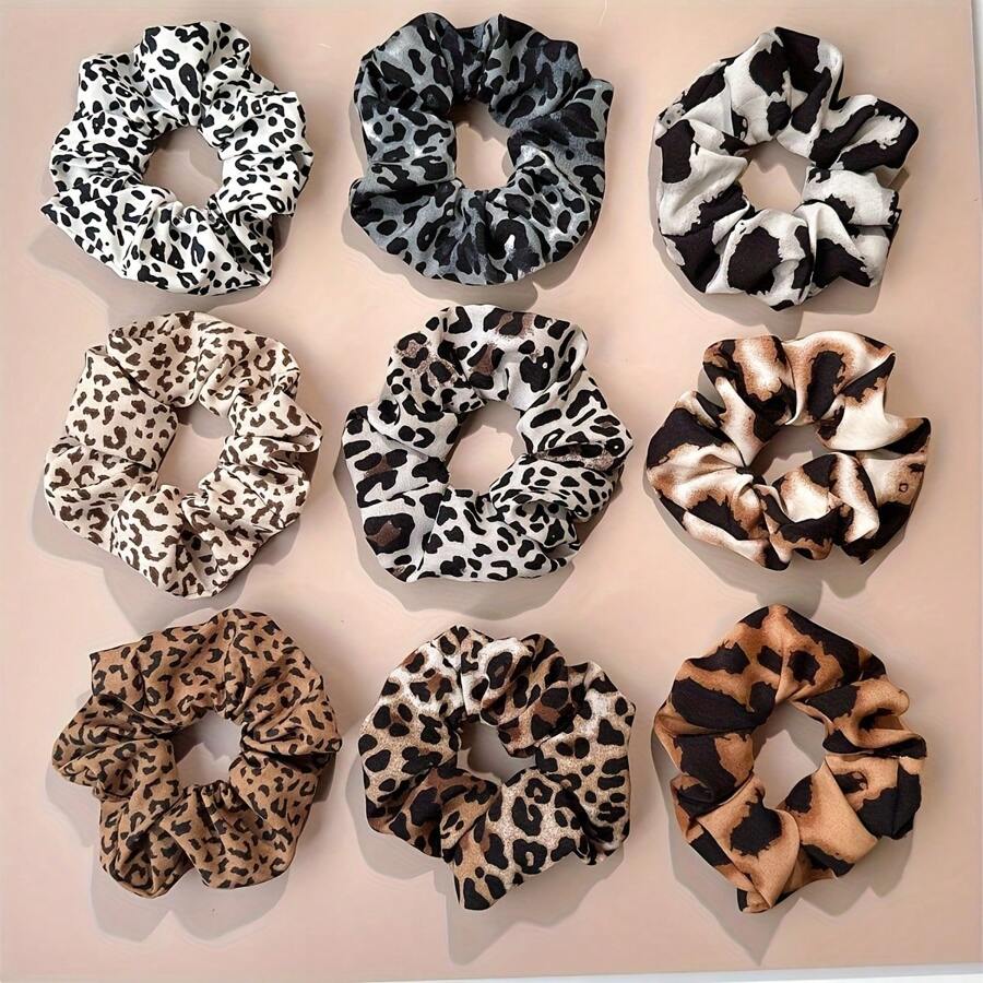 Elastice de păr pentru femei cu imprimeu leopard - Accesorii de păr, Potrivite pentru 14 ani și peste, Toamnă/Iarnă, Elastice de păr, Legătură de păr, Accesorii de păr, Suporturi pentru coadă de cal, Elastice de păr, Benzi de cauciuc pentru păr