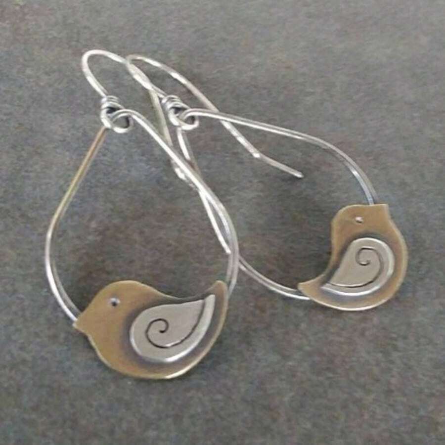 Creative Retro Vintage Cute Bird Pendant Earrings, Fun Jewelry Accessories For Women's Holiday Parties, Perfect Gifts For Friends