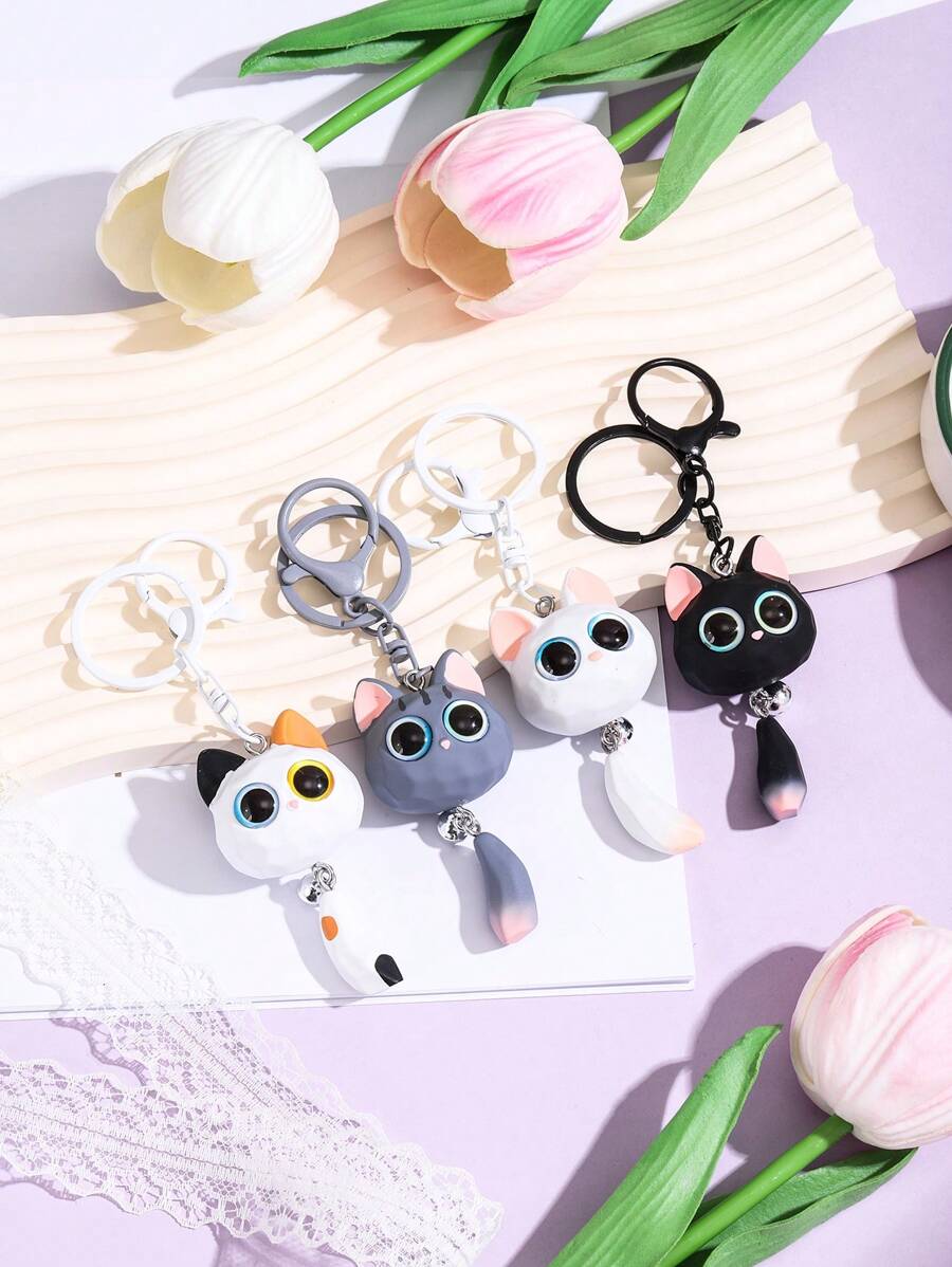 1 buc breloc drăguț și elegant cu ochi mari, pisică cu clopoțel, accesoriu decorativ perfect pentru geantă, cheie, telefon, cadou excelent, accesorii auto, Goth Y2k