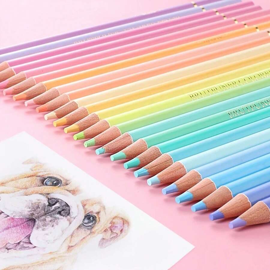 Coffret de pastels gras de couleur macaron - dureté HB, effaçable, qualité professionnelle d'artiste, convient pour la peinture et les fournitures artistiques, fournitures scolaires, rentrée scolaire