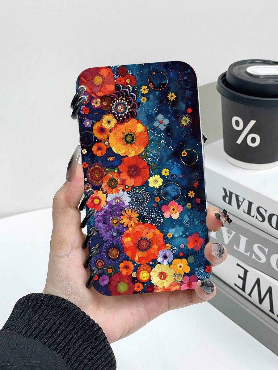 1pc Polka Dot Floral Pattern Flip Cover Mobile Phone Case, Book Style, Compatible With Apple 11/12/13/14/15/16 Pro Max / Galaxy A05/A15/25/35/55/S23/S24 Ultra
