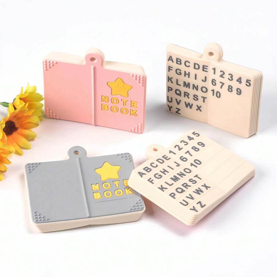 1 Piece DIY Handmade Silicone Focal Bead Book-Shaped Alphabet And Number Pendant Charm - Fashion Decorative Accessory For Backpack, Beading Chain, Jewelry Making, Unisex Gift