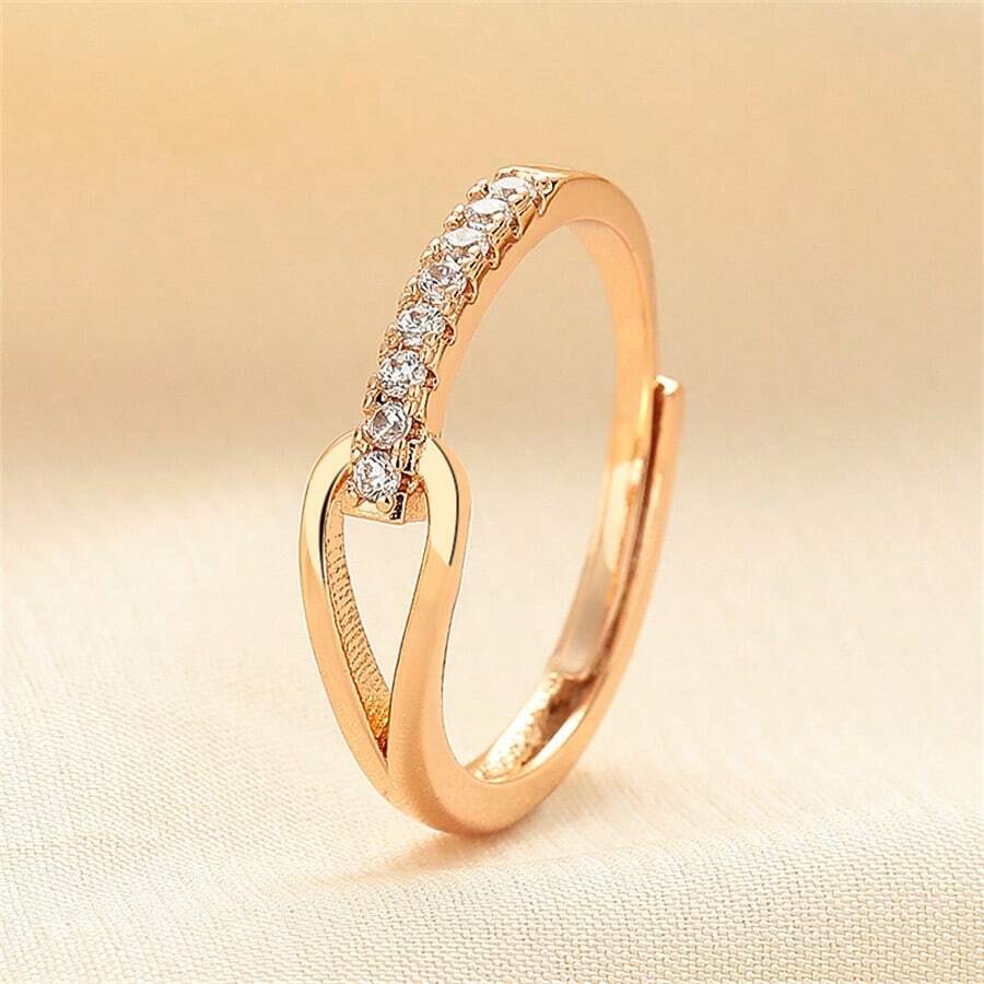 1 pieza Anillo con diseño geométrico hueco, de circonia, de estilo estético, delicado y lujoso al estilo coreano, ideal para uso diario casual