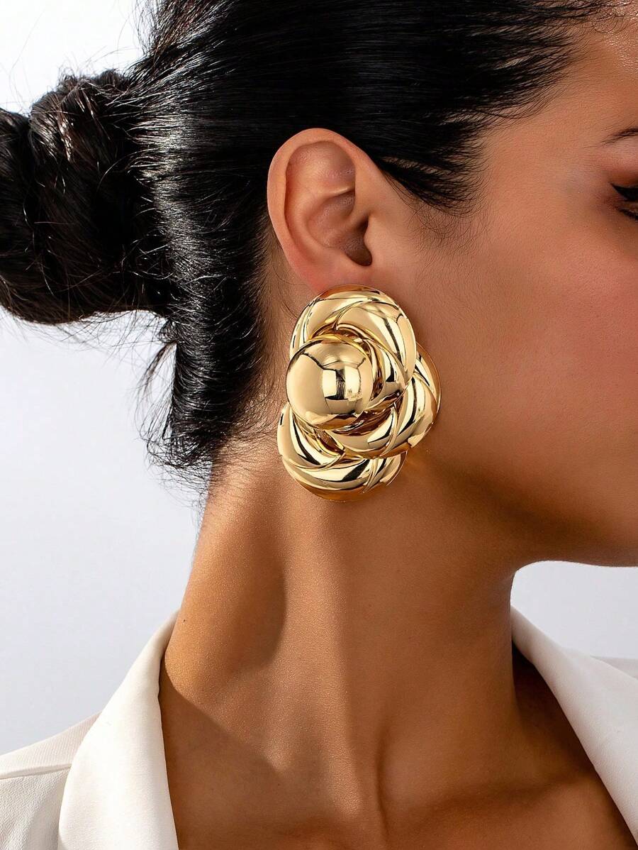 1 paire de boucles d'oreilles pendantes géométriques dorées de haute qualité, exagérées, convenant pour le port quotidien des femmes
