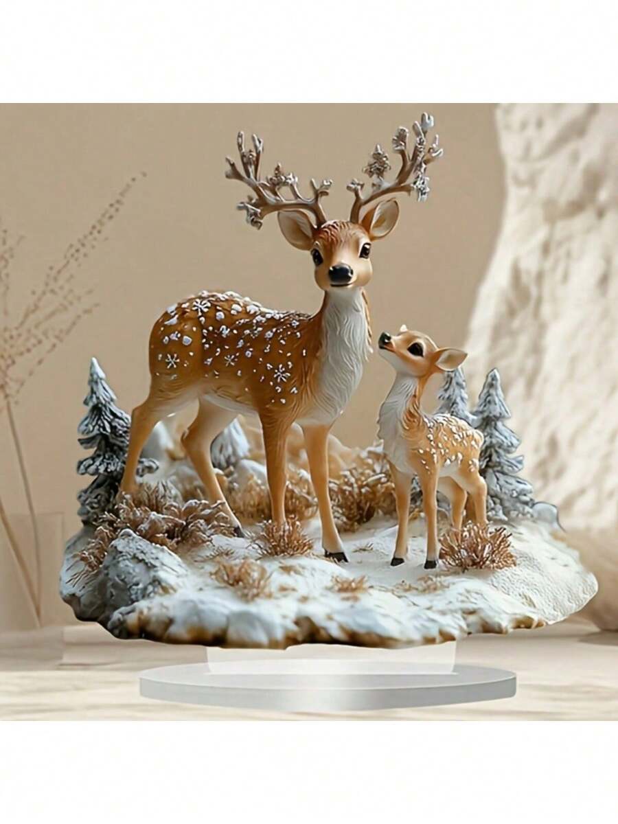 1pc MAHUNIYA Bohemian Acrylic Reindeer Decor Ornament, Christmas Theme Desktop Decoration, Multi-Purpose Animal Figurine, Suitable For Home, Office, Bookstore - Christmas Gift