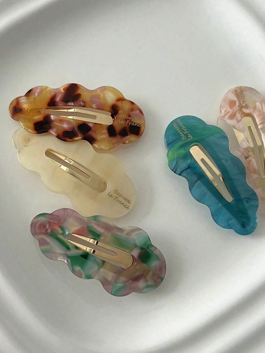 2025 New Hot-Selling Acetate Small Leopard Print BB Clips - Elegant & Stylish Hair Accessories For Women's Forehead Baby Hairs & Bangs - Wave-Shaped Duck Bill Clips For Daily Hairstyling