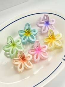 6pcs Candy Color Hollow Flowers