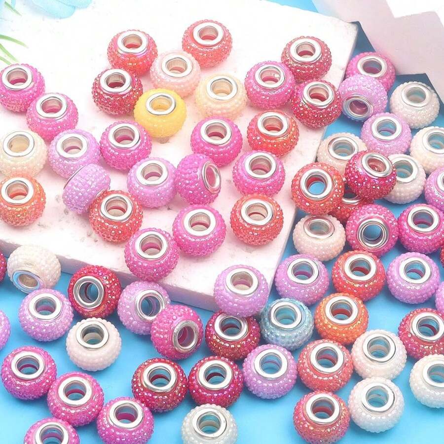 Cuentas europeas de bayas surtidas con agujero grande, cuentas espaciadoras de colores mixtos para varitas de hadas, pulseras, brazaletes y manualidades de joyería