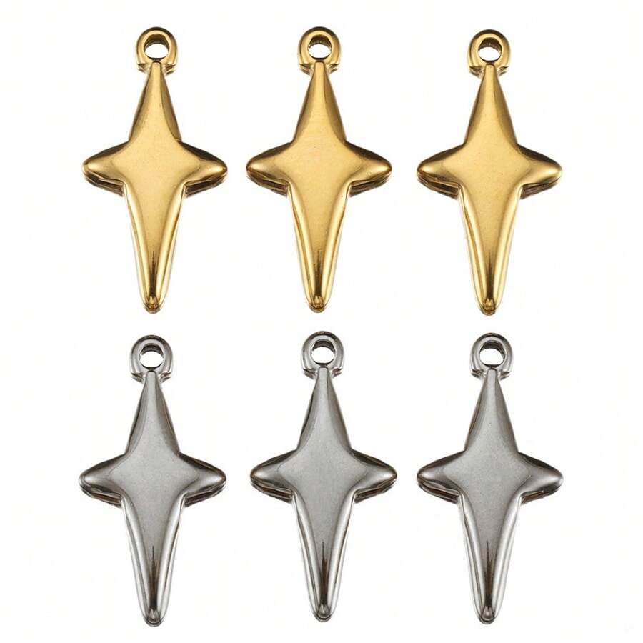 5 piezas Colgante con forma de estrella de acero inoxidable, adecuado para hacer joyas DIY - Aretes, Collar, Accesorio de Colgante