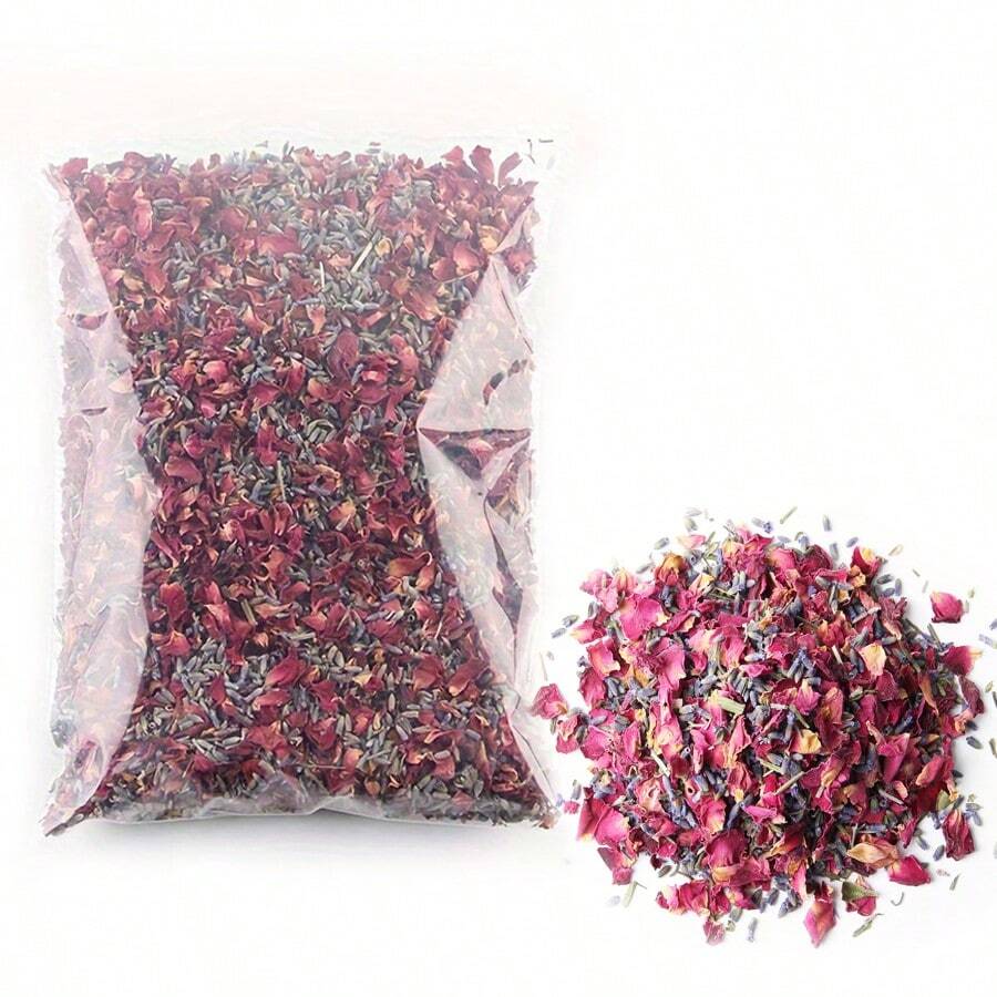 300g Pack Of High-Quality Rose Petals, Lavender Mixed With Natural Eternal Flowers, Dried Plant Flowers For Decoration, Perfect For Soap Making, DIY Handicrafts, Aromatherapy Candles, Dried Flowers Matching, Indoor And Outdoor Holiday Party Supplies Decoration, Hand Scattered Flowers, Colorful Paper Scraps