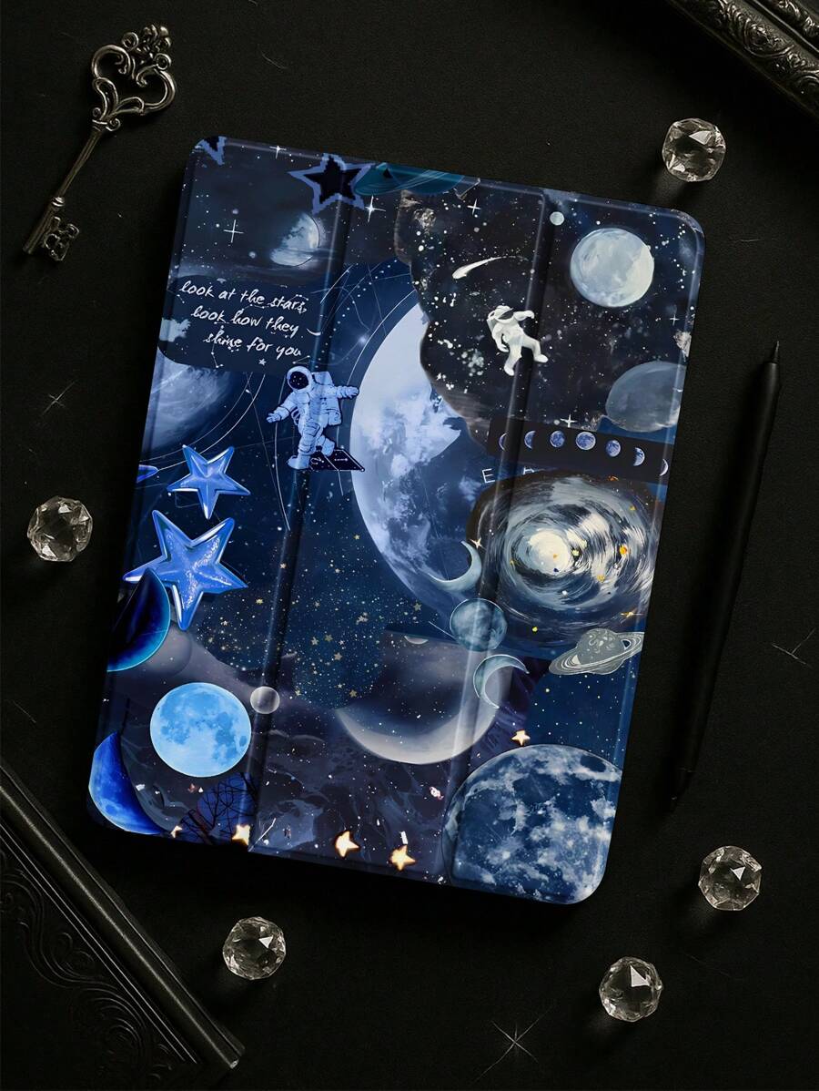 MoonBeautiful Pink Jellyfish Pattern Transparent Silicone Shock-Absorbing Stand With Pen Slot, Suitable For Galaxy Tab A8 10.5, S6 Lite 10.4, S7/S8/S9Inch. It Supports Sleep Awakening As A Holiday Gift
