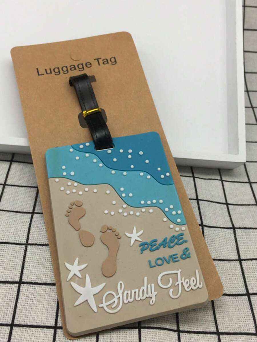 1pc Outdoor Travel Luggage Tag Accessory, PVC Soft Rubber Material, Beach Series, Luggage Tag, Plane Boarding Pass Bag, Bus Card Holder, Back To School Supplies Travel Essentials Travel Accessories Vacation Summer Holiday Women Mini Travel Products