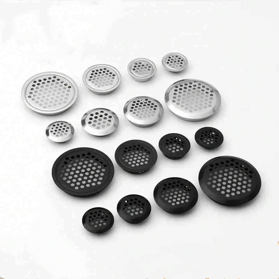 10pcs Round Cabinet Air Duct Vent Dia.19mm-53mm Steel Louver Mesh Hole Plug Decoration Cover Wardrobe Grille Ventilation Systems