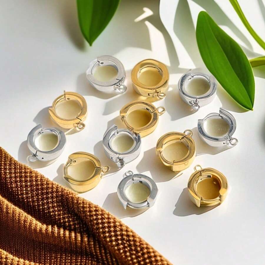 6 piezas de ganchos de aro chapados en oro de acero inoxidable, componentes de joyería DIY para hacer pendientes de diario y para fiestas para mujeres