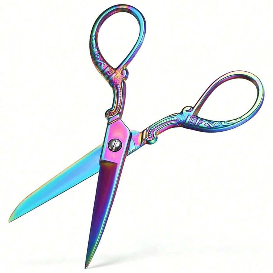 Vintage Style Fabric Scissors, Professional Stainless Steel Sewing Tool For Stitching, Patching And Altering Clothes, Colorful Design Suitable For Crafting And Quilting