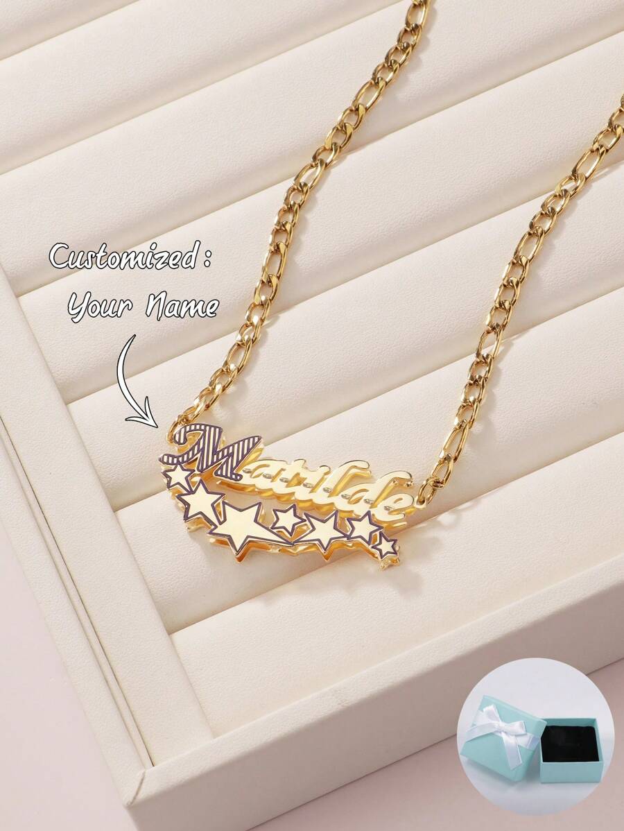 1 pièce Collier pendentif avec motif personnalisé de nom anglais, plusieurs styles disponibles, convient pour diverses occasions et pour un usage quotidien, cadeau parfait pour les festivals, bijou haut de gamme et raffiné