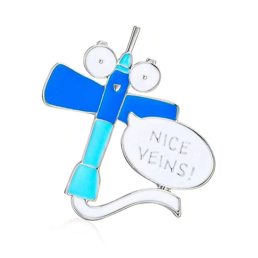 1 pieza Accesorio de joyería en forma de jeringa IV con diseño lindo, broche de esmalte para enfermeras, correa de identificación, bolsa, insignia para mochila, regalo para enfermeras, estudiantes graduados