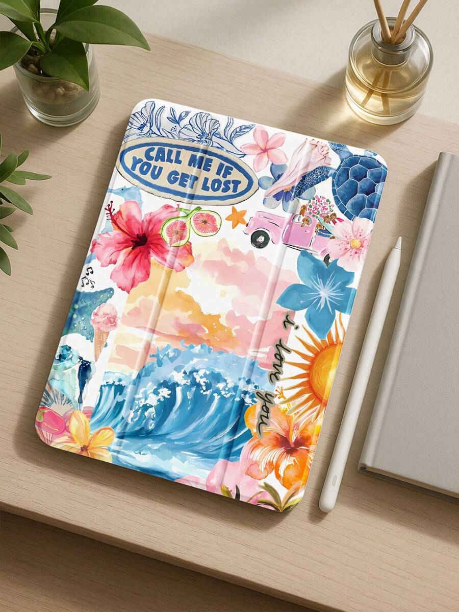 Beautiful Pink Heart Star Pattern Transparent Silicone Shock-Absorbing Bracket With Pen Slot, Suitable For Galaxy Tab A8 10.5, S6 Lite 10.4, S7/S8/S9Inch. It Supports Sleep Awakening As A Holiday Gift