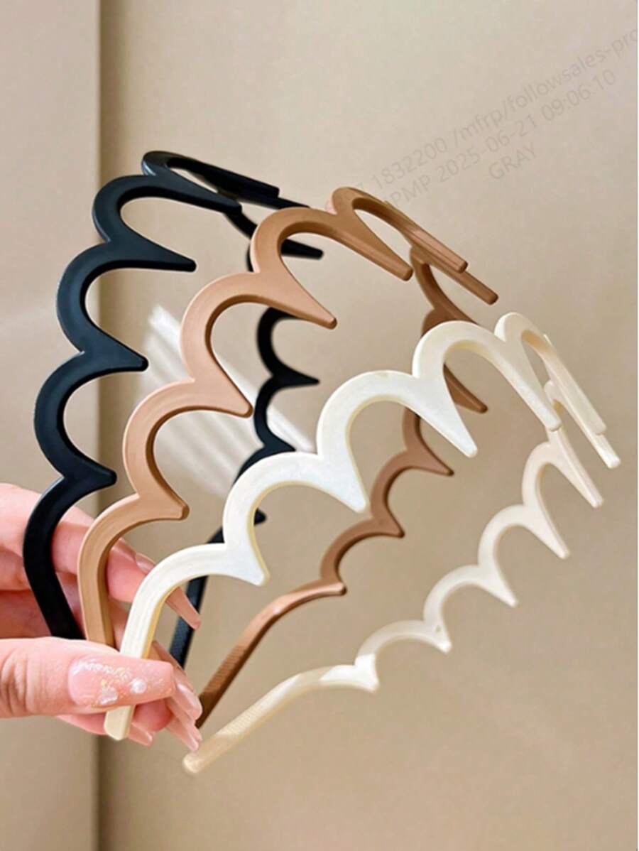 3 pezzi/1 pezzo Fasce per capelli in plastica con dentellatura anti-scivolo di colore nero, bianco e kaki per donne. Accessorio di moda versatile ed elegante per uso quotidiano, casual, per feste, pendolarismo, viaggi, per legare i capelli, lavare il viso e applicare il trucco