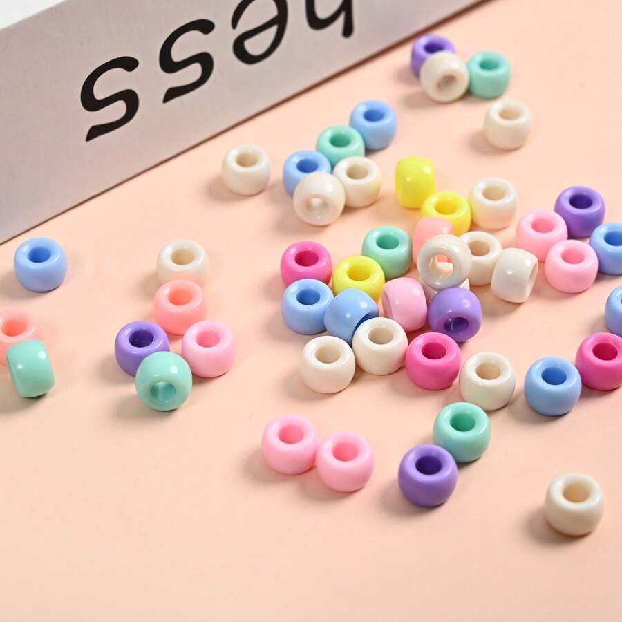 100 Piezas de Cuentas de Caballo se utilizan para el proceso de macarrón de plástico con perforación, cuentas de cabello Rainbow a granel, suministros para hacer joyas DIY como pulseras y collares (Macaron)