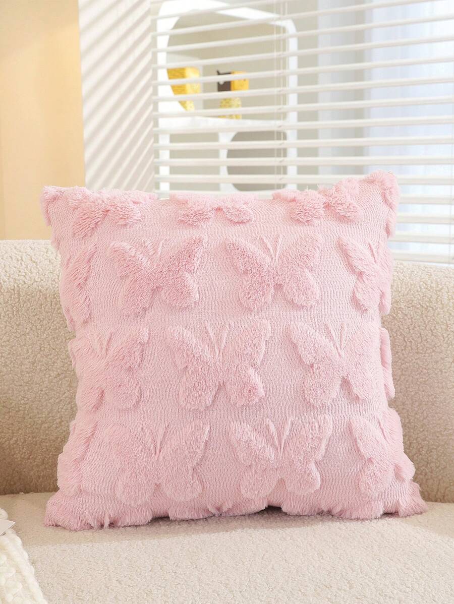 1pc Plush Butterfly Decorative Pillow Case, Headboard Cushion Cover, Back To School Gift, Without Inner Pillow, Suitable For Sofa Decor, Cushion, Throw Pillow, Lumbar Pillow, Waist Support