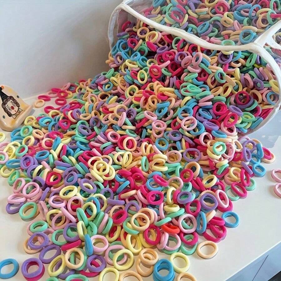200 Stücke/Set mehrfarbige dehnbare Haargummis für Mädchen, modische einfarbig Nylon Mini Haaraccessoires als Geschenk für Frauen, Haarband, Haracres, Pferdeschwanzhalter, Elastikhaare, Gummibänder