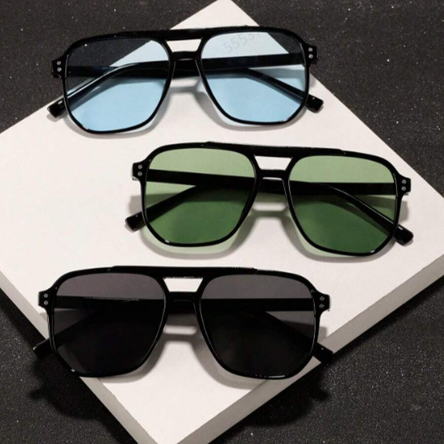 3pcs Men's Polycarbonate Aviator Fashion Glasses, Fashion Outdoor Travelling Style Suitable For Outdoor Street Shades Accessories For Summer Beach Vacation,Outdoor,Travel Back To School Fashionable Preppy School Look