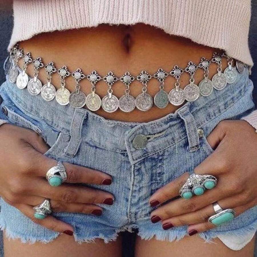 1 peça de corrente de cintura com pingente de metal estilo boho retrô vintage