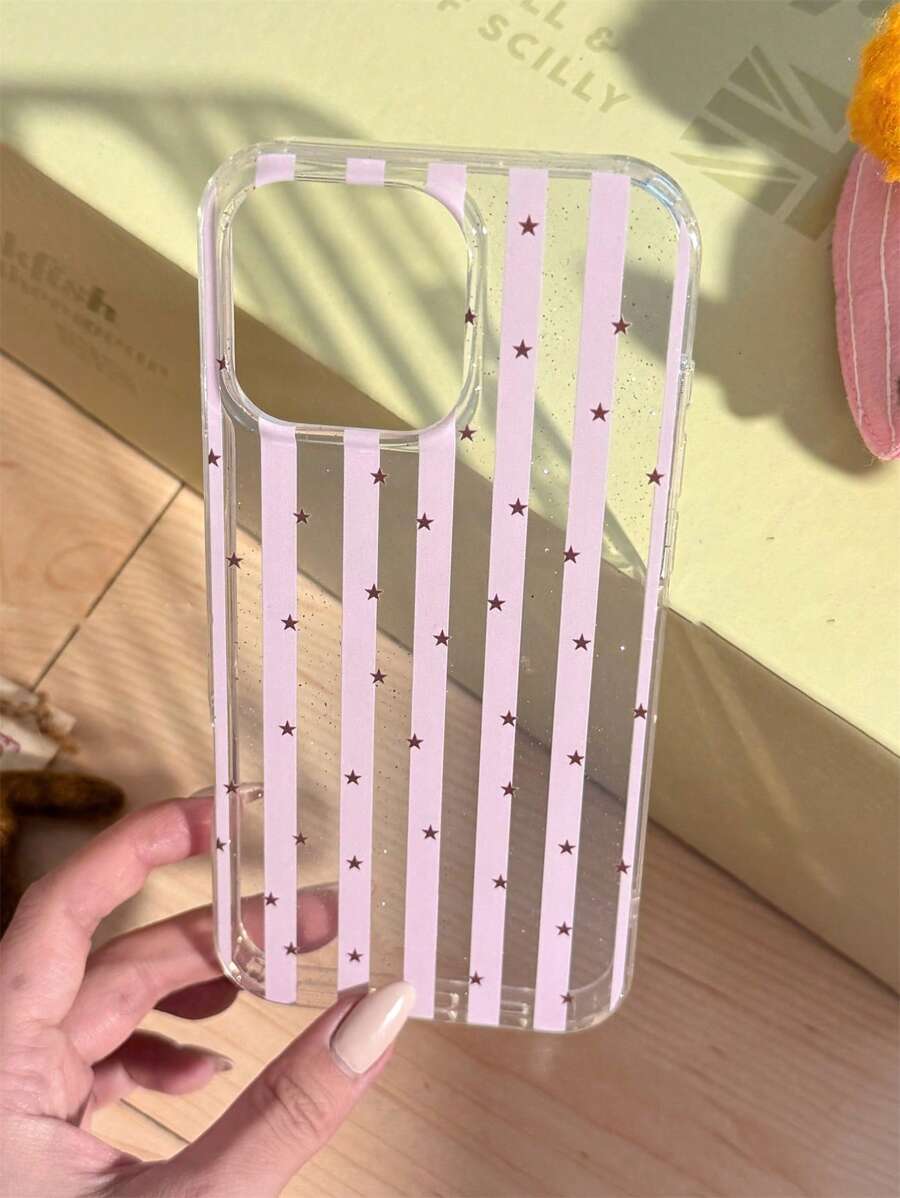 Retro Stern Streifen Muster weiche Schutzhülle kompatibel mit iPhone 16 15 14 13 11 12 Pro Max Plus Ins-stylischer Bling Glitzer klarer Paar-Geschenk-Hülle