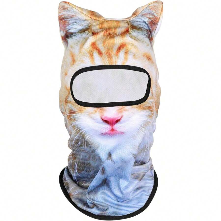 3D Cat Ski Mask Balaclava With Ears - Cat Shiesty Face Cover For Skiing, Music Festivals, Cycling, Halloween Parties