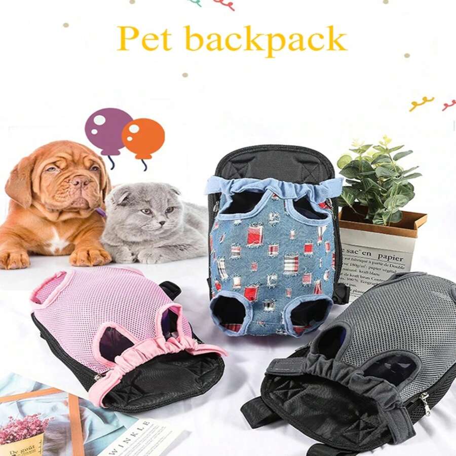 Breathable Cat/Dog Carrier Backpack, Portable Travel Pet Shoulder Bag With Chest Strap, Durable & Hands-Free